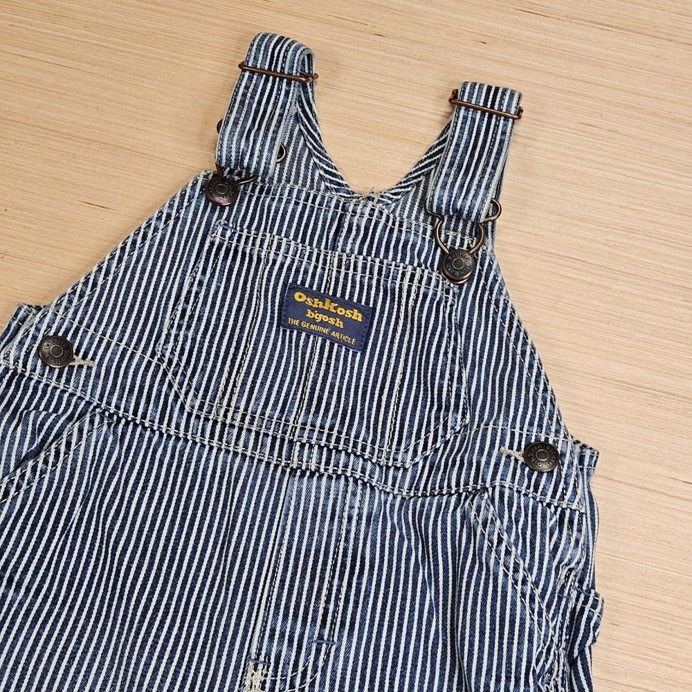 OshKosh B'gosh Hickory Stripe Vestbak Overalls Kids 18M Blue Denim
